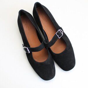 VAGABOND Women's Black Jolin Buckle-Strap Ballet Flats Size 8